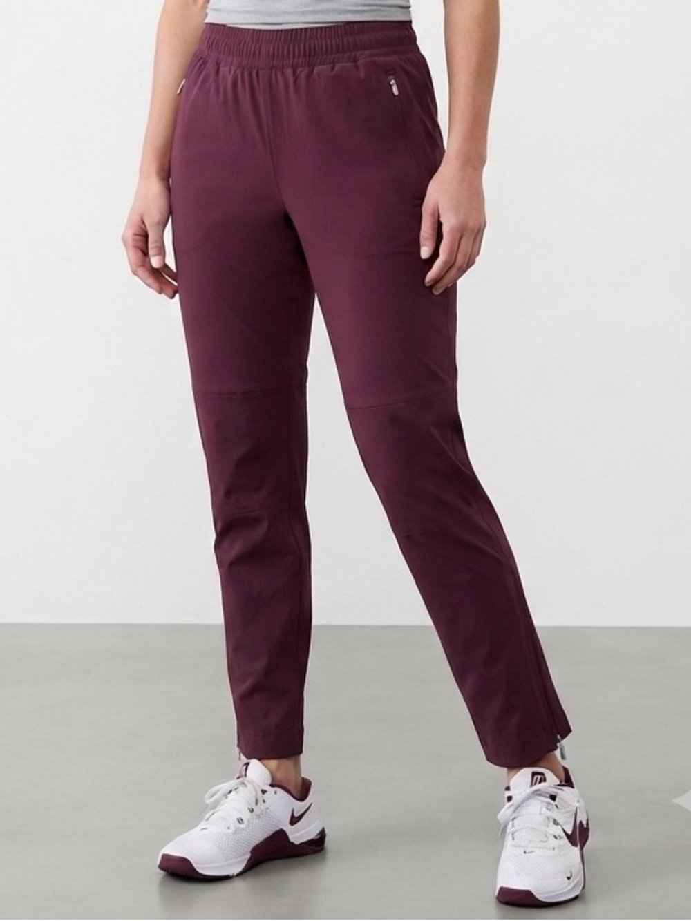 Lucy Women's Athletic Pants Maroon Size XL Zip Pockets Performance Yoga Hiking